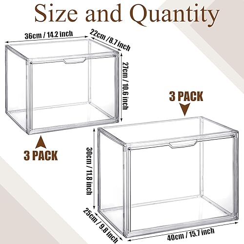 Miniatura 2 de 6 piezas de acrílico de varios tamaños con puerta magnética, bolsa transparente, caja de almacenamiento, organizador de almacenamiento de plástico