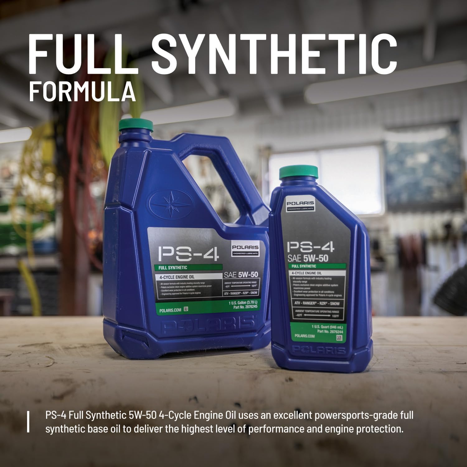 Polaris PS4 All-Season 4 Cycle 5W50 Full Synthetic Motor Oil for Specific RANGER, GENERAL, RZR, Sportsman, Scrambler Models With 4 Stroke Engine, PS-4 Oil for UTV SxS ATV, 1 Gallon, Qty 1-2876245