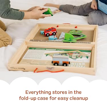Melissa & Doug Take-Along Railroad Tabletop Playset with Wooden Train Toys, Animals & Scenery Play Pieces, Preschool Learning Toys for Girls & Boys 3+ FSC Certified