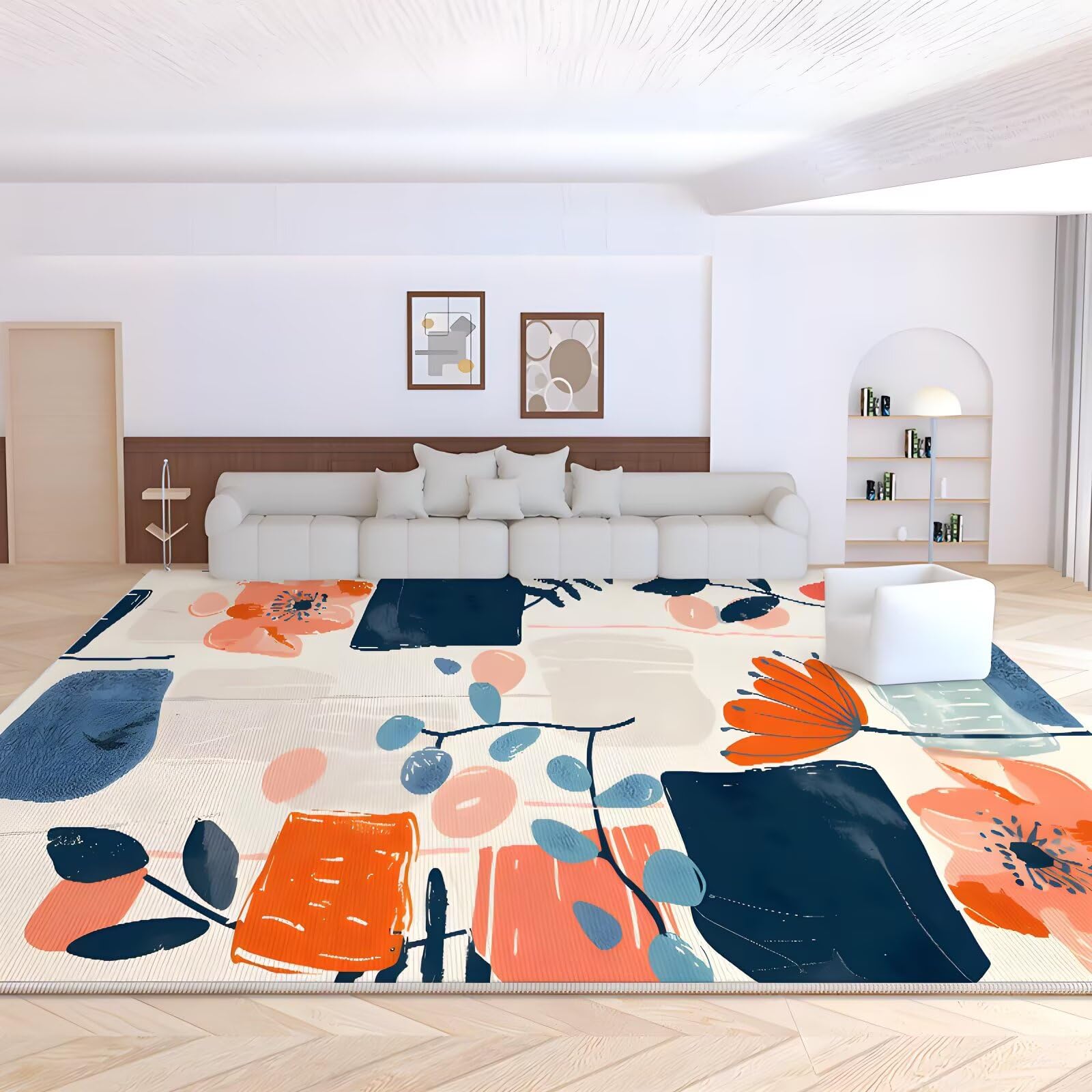 Tapis abstrait moderne bleu 160x230 haut de gamme pour grand salon