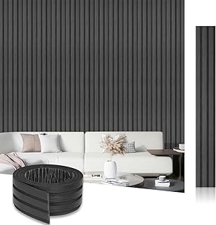 Wood Effect Slatted Wall Panels for Modern Decor, Self-Adhesive EVA Slatted Panels, 3D Wood Design Grooved Sound Absorbing Wall Panels, Interior Wall Decor for Home, Office, Dimensions 3.94" x 96.06"