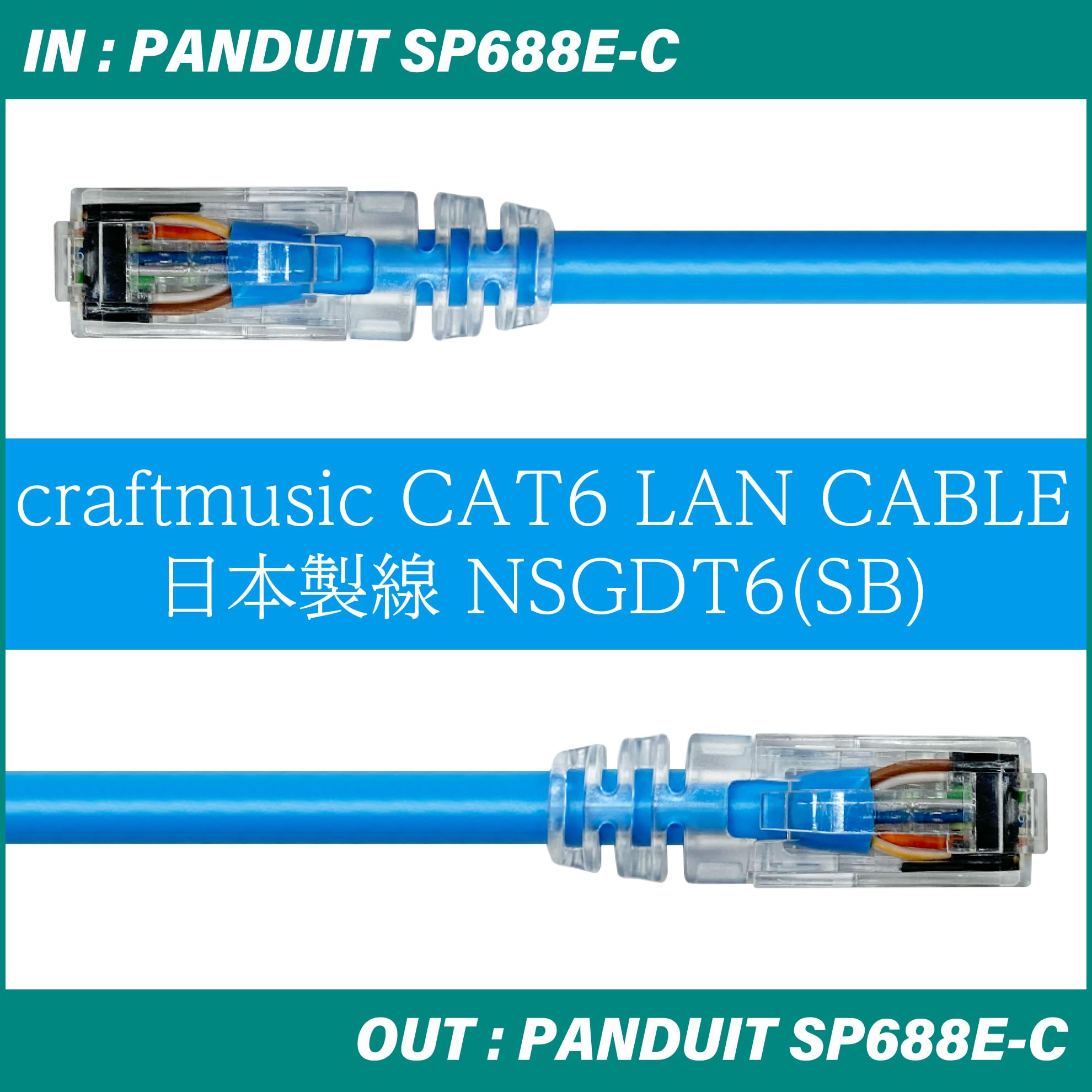 Cat6 LANケーブル　薄青（SB） Amazon.co.jp: craftmusic CAT6 単線LANケーブル 水色(SB) パンド