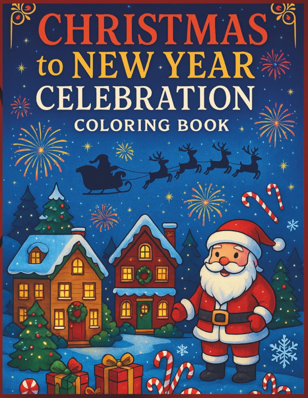 Magical Christmas to New Year Celebration Coloring Book: Festive Winter Villages, Santa, Cute Animals & Fireworks — Relaxing and Fun Holiday Coloring for All Ages