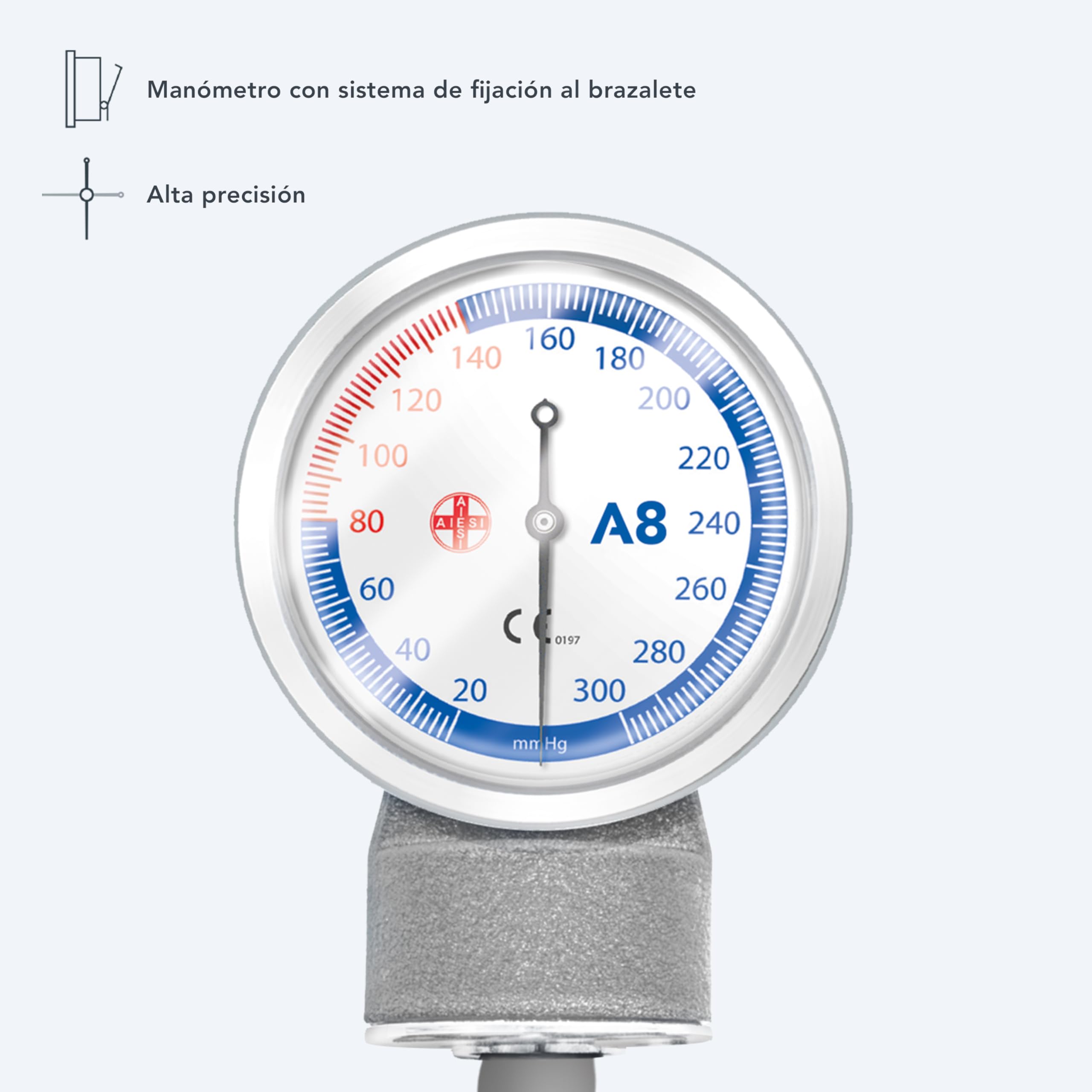 AIESI® Esfigmomanometro Manual Pediatrico Profesional Aneroide Tensiómetro clásico con brazalete de colores para ninos PRECISION A8, Garantía 24 meses
