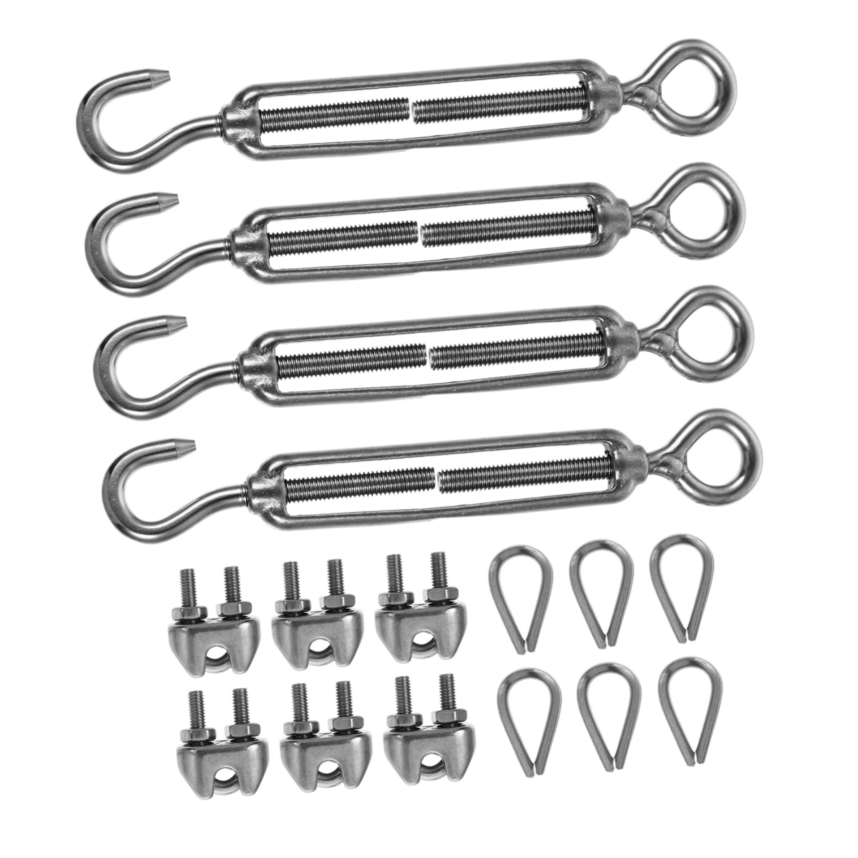 NAMOARLY 1 Set Wire Rope Cable Thimble Hook Practical Hook Tool Wire Coat Hangers Turnbuckle Wire Tensioner Kit Hook Hanger Outdoor Wire Outdoor Hooks Outdoor Railing Stainless Steel Silver