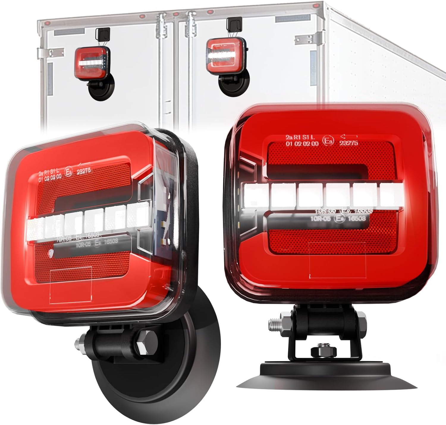 Wireless Trailer Lights Magnetic, Anti-Loss Large Portable Rechargeable Cordless Trailer Lights Kits with Reflectors for Tow Truck, Boat, RV, Turn Signal Brake Running Stop, IP67 Waterproof