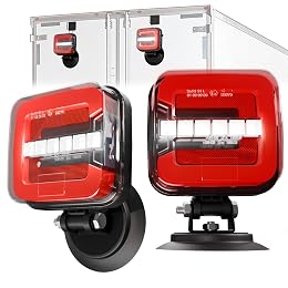 YIUYIC Wireless Trailer Lights Magnetic, Anti-Loss Large Portable Rechargeable Cordless Trailer Lights Kits with Reflectors for Tow Truck, Boat, RV, Turn Signal Brake Running Stop, IP67 Waterproof