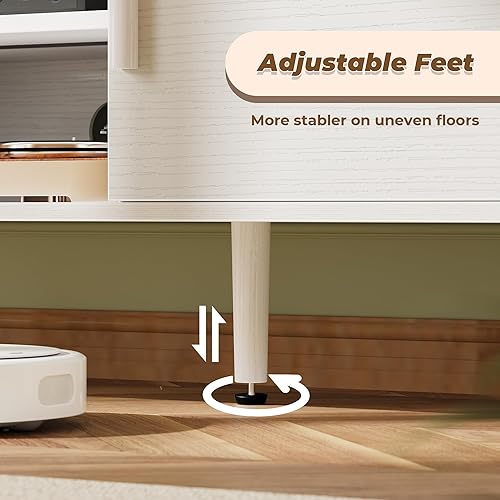 Miniatura 7 de SUPERJARE Soporte de TV para TV de 55 pulgadas, centro de entretenimiento con estante ajustable, 2 gabinetes, mesa consola de TV, consola