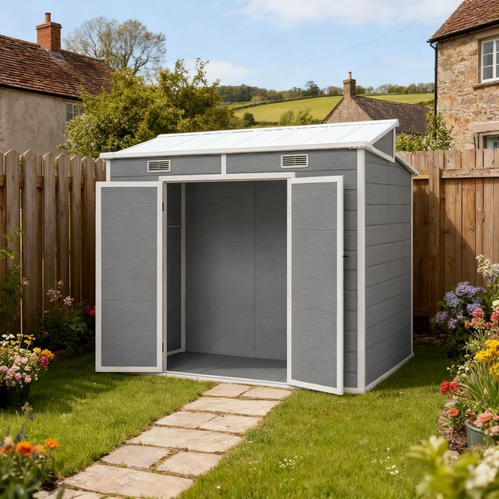 Backyard Shed with Integrated Floor for Outdoor Storage and Lawn Organization