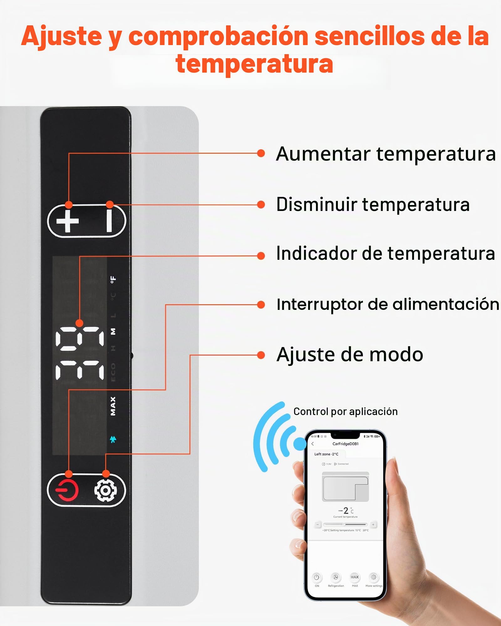 VEVOR Nevera Portátil para Coche 50 L, Zona Única, Refrigerador para Coche con Compresor 12/24 V CC y 100-240 V CA, Temperatura Ajustable de -20 °C a 20 °C, para Autocaravanas, Camping, Viajes