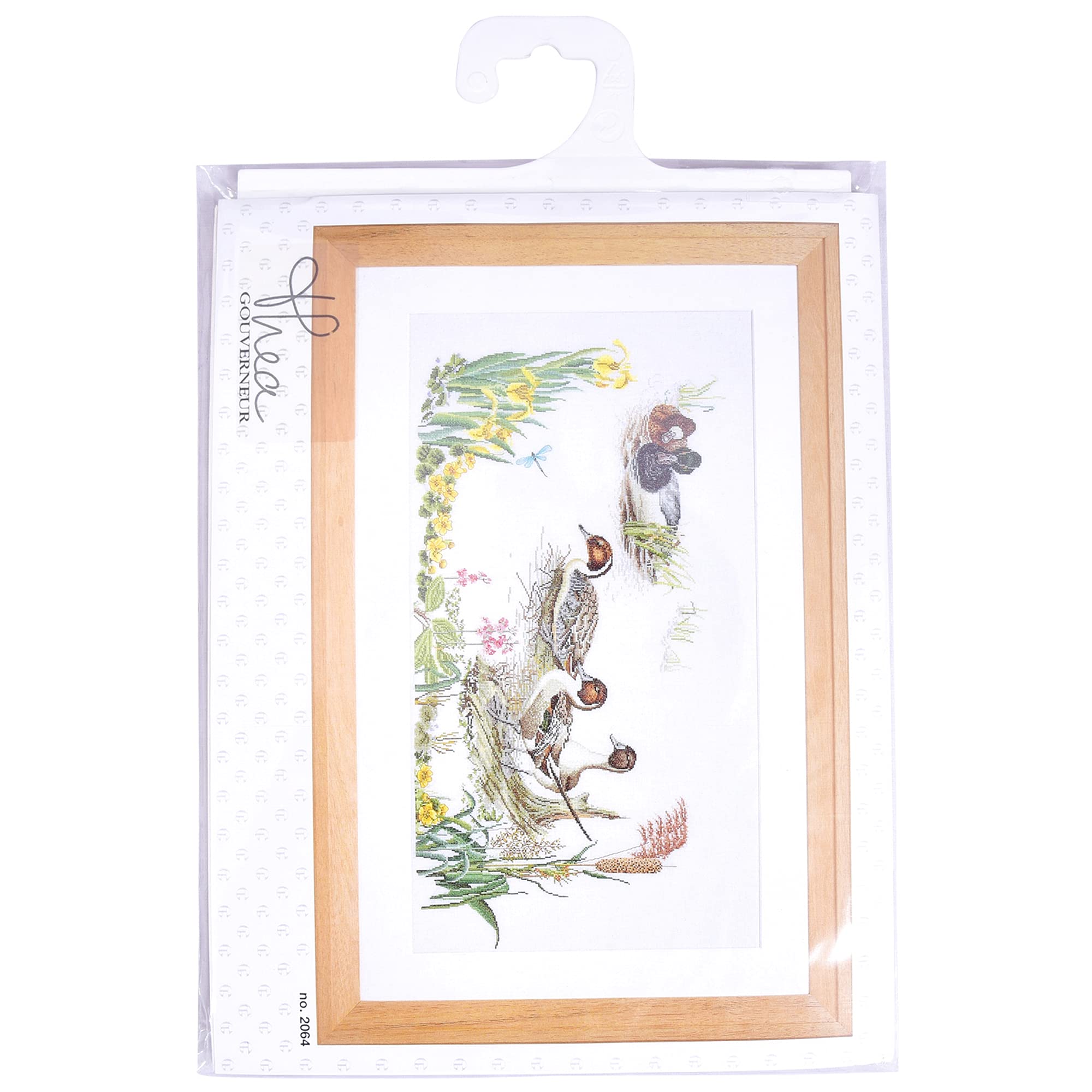 Kreuzstich-Set ‚Fliegende Enten‘ – Inkl. Aida-Stoff, Mouline-Garn, Nadel, Anleitung, Fertig 23x17 Cm