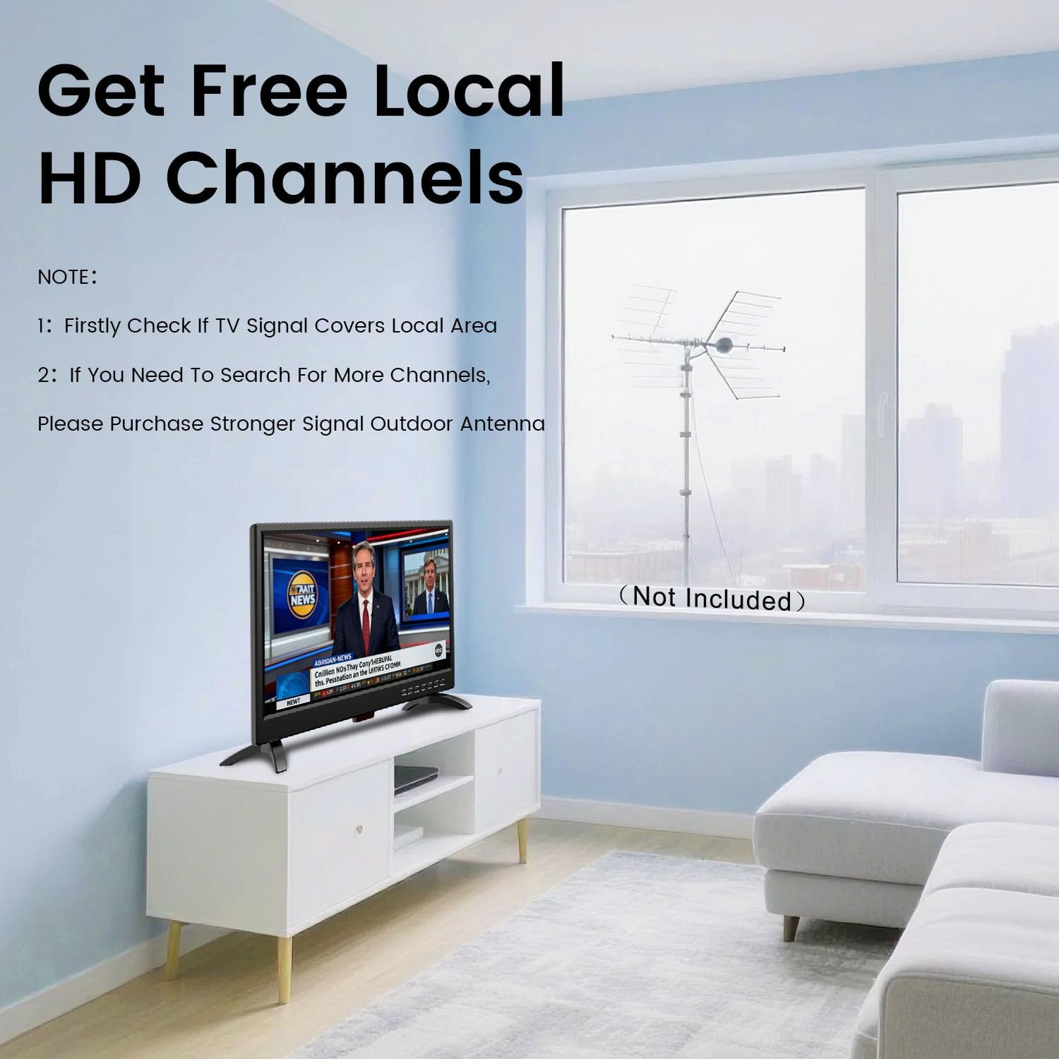 Feihe 19 Inch Flat Screen TV Built in Digital ATSC Tuners, 1080p LED TV with HDMI VGA AV USB Port for Kitchen, Bedroom, RV, Caravan, Camping, Outdoor