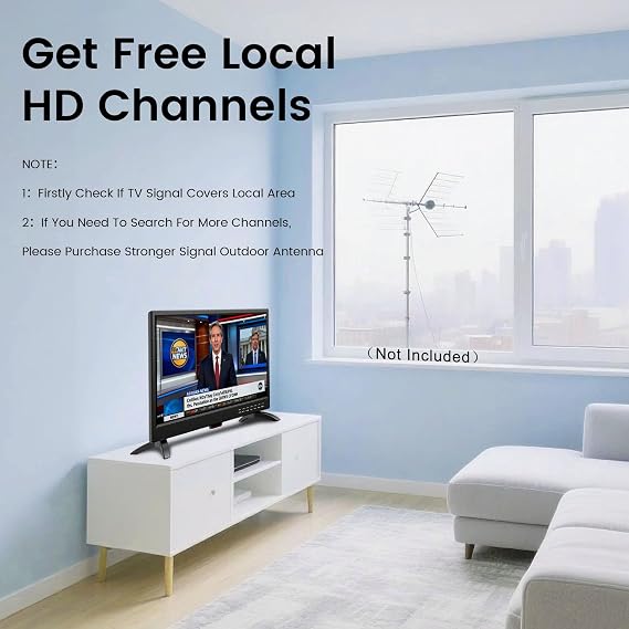 Feihe 19 Inch Flat Screen TV Built in Digital ATSC Tuners, 1080p LED TV with HDMI VGA AV USB Port for Kitchen, Bedroom, RV, Caravan, Camping, Outdoor