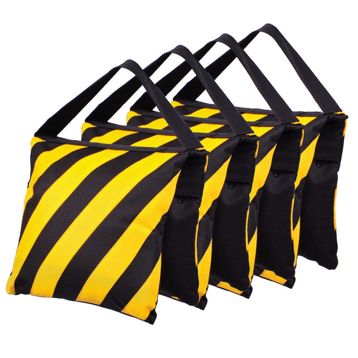 Set of Four Black/Yellow Heavy Duty Sand Bag Photography Studio Video Stage Film Sandbag Saddlebag for Light Stands Boom Arms Tripods