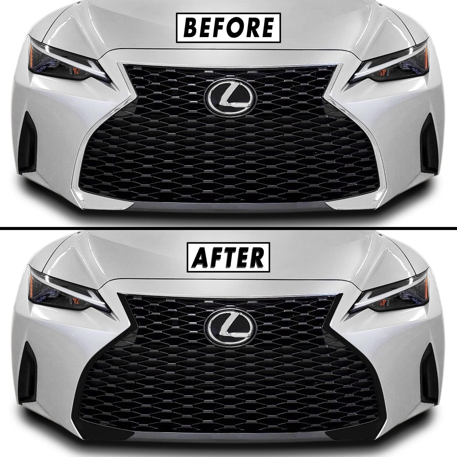 SlickMod Chrome Delete Blackout Vinyl Overlay for 2021-2022 Lexus is Front Grill Trim (Gloss Black)