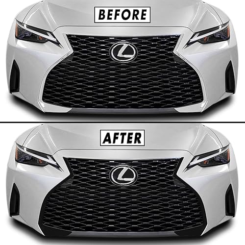 SlickMod Revestimiento de vinilo opaco Chrome Delete para Lexus 2021-2022 con moldura de parrilla frontal (negro brillante)
