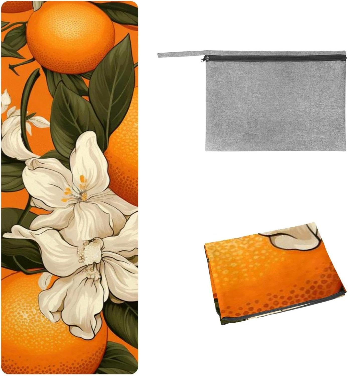 Yoga Towel, Orange Pattern Non Slip Sweat Absorbent Hot Yoga Mat Towel for Hot Yoga, Pilates and Fitness - 72.8" x 26.8"