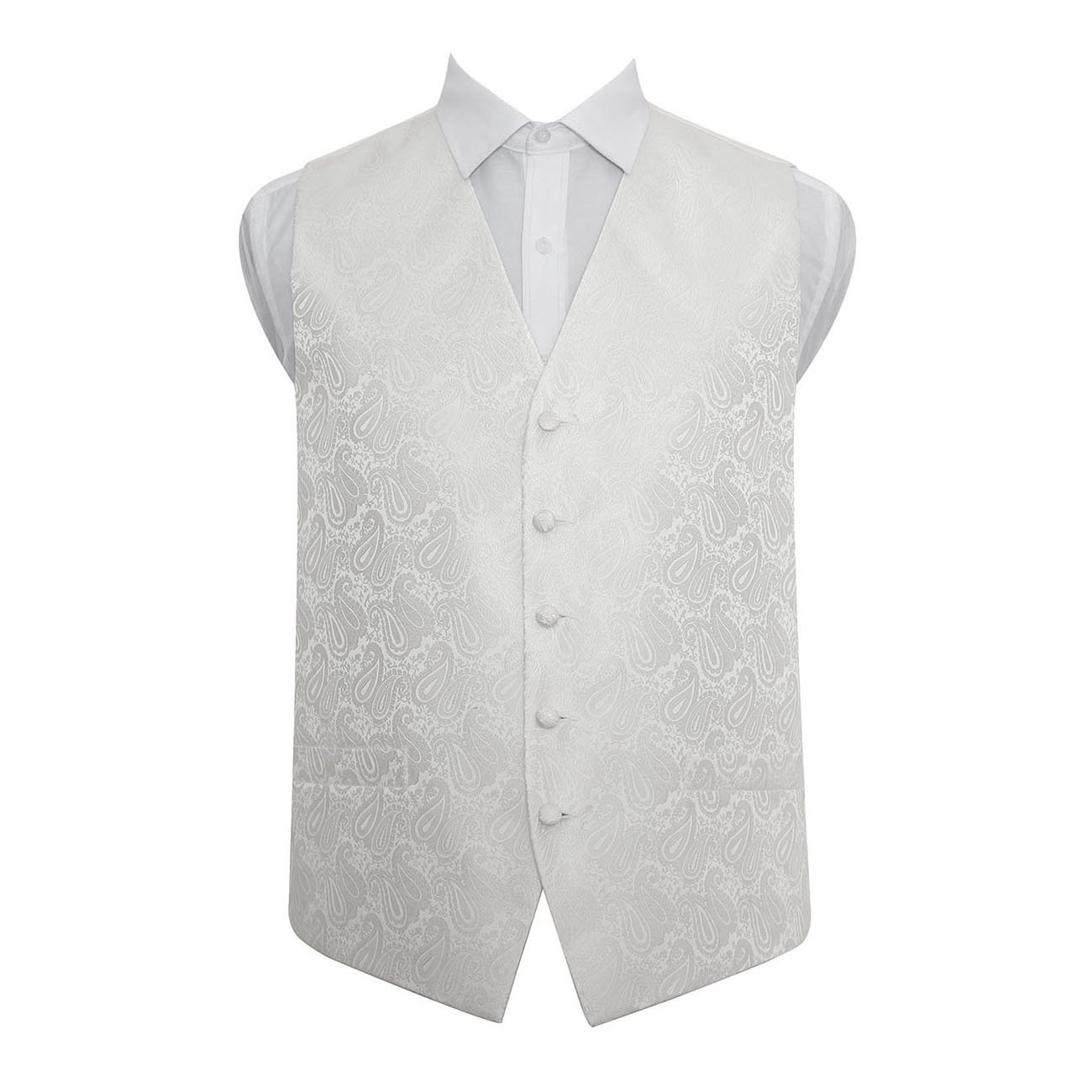 Dqt Men's Ivory ’S Paisley Floral Wedding Waistcoat Vest For Formal Suit – 48" (4Xl)