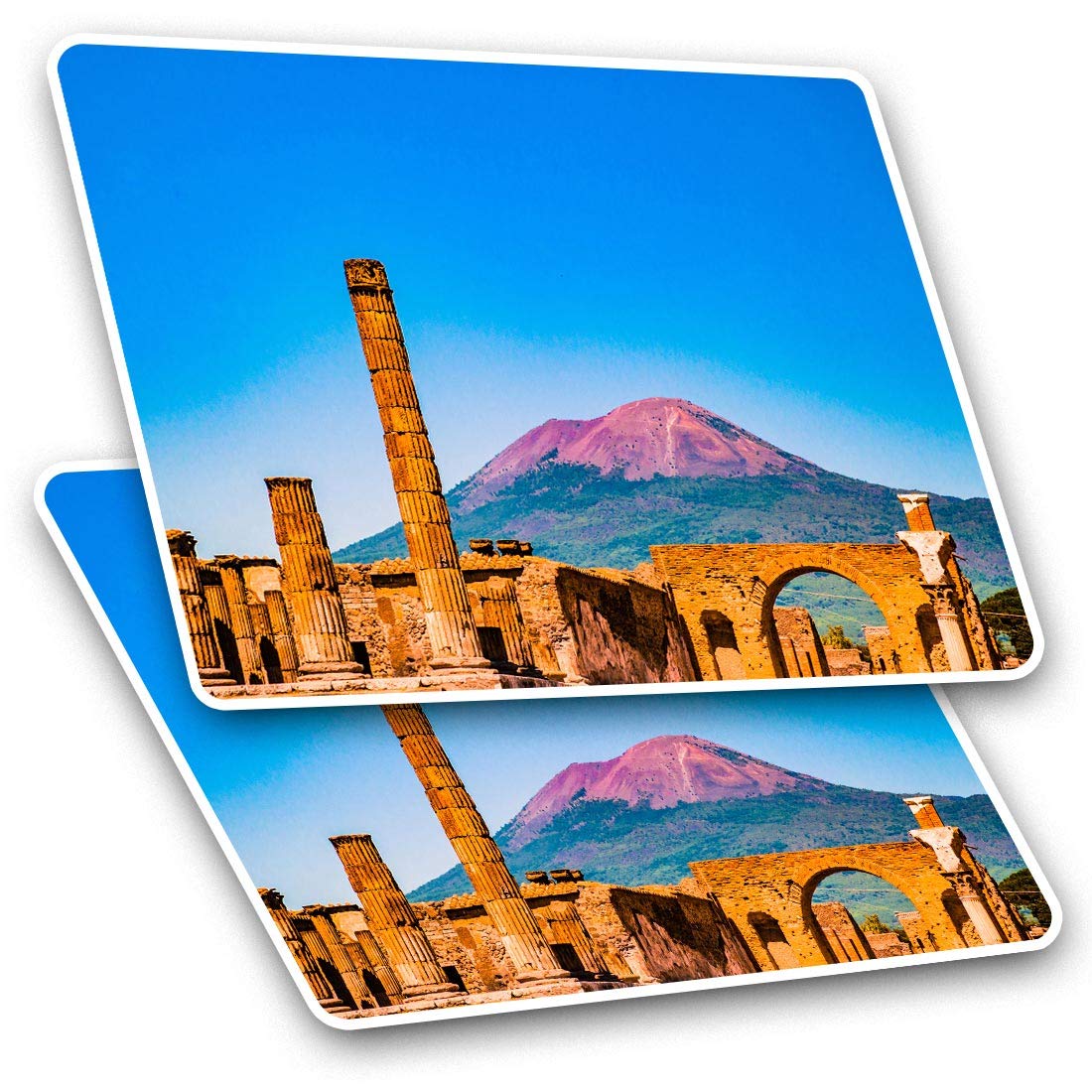 Rectangle Stickers (Set of 2) 10cm - Mount Vesuvius Italy Pompeii Fun Decals for Laptops,Tablets,Luggage,Scrap Booking,Fridges, #3498