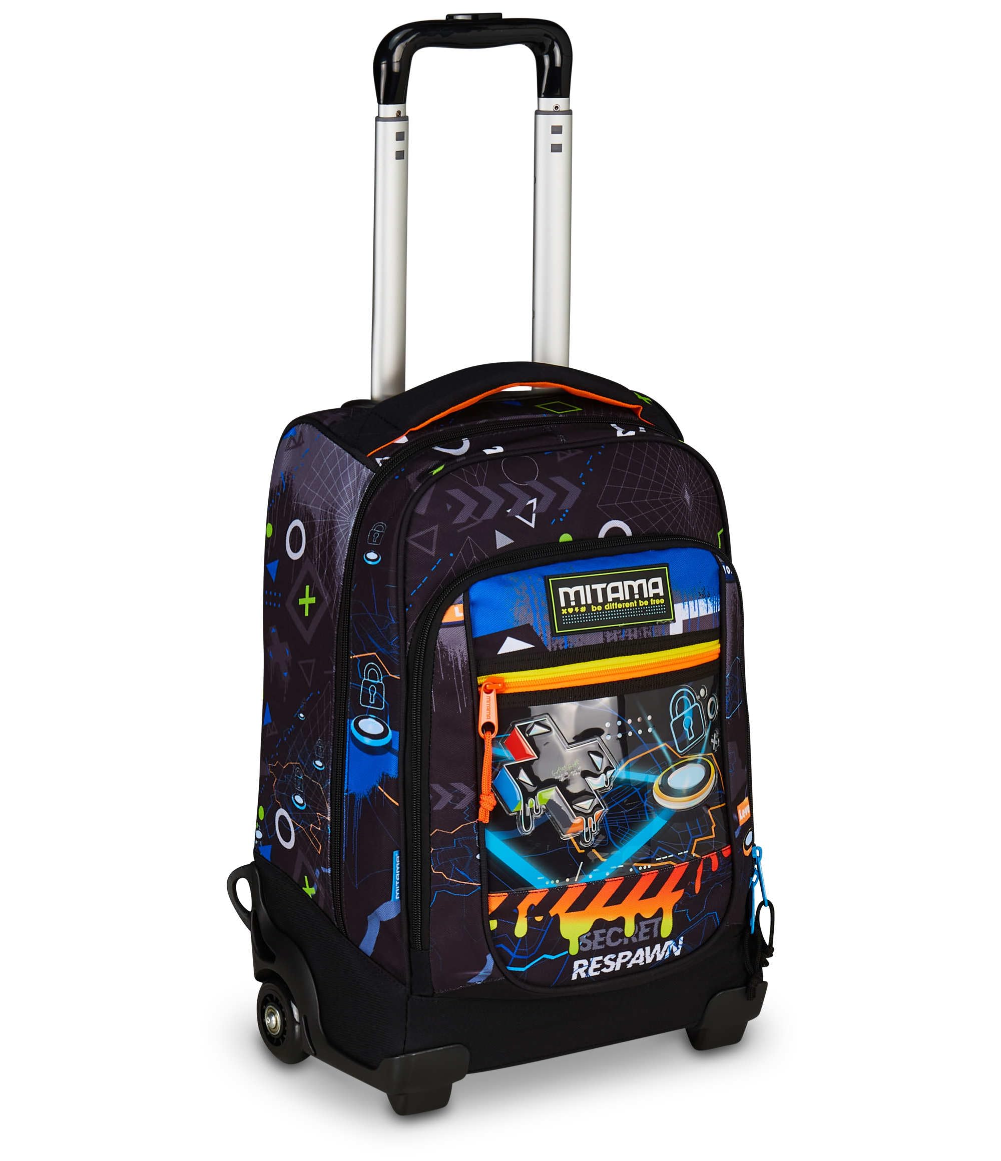 Mitama Trolley Scuola DR Junior CYBERPLAY, Nero, Con Mega Scomparto e Doppia Maniglia, Scuola Elementare e Media, Trolley Tempo Libero, Bambino e Ragazzo