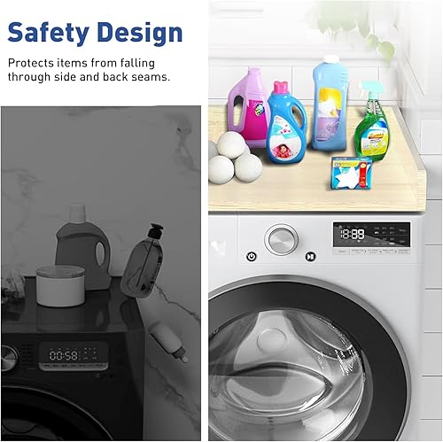 Miniatura 4 de Encimera de lavadora y secadora 27.5 x 54 pulgadas para lavadora y secadora, encimera antideslizante para lavadora y secadora con borde de