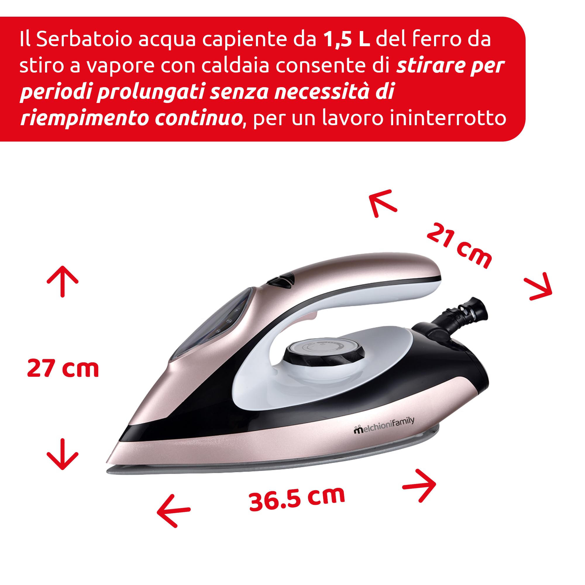 Melchioni Ferro Da Stiro Caricacontinua Infinity 1,5lt 2000w Ambra