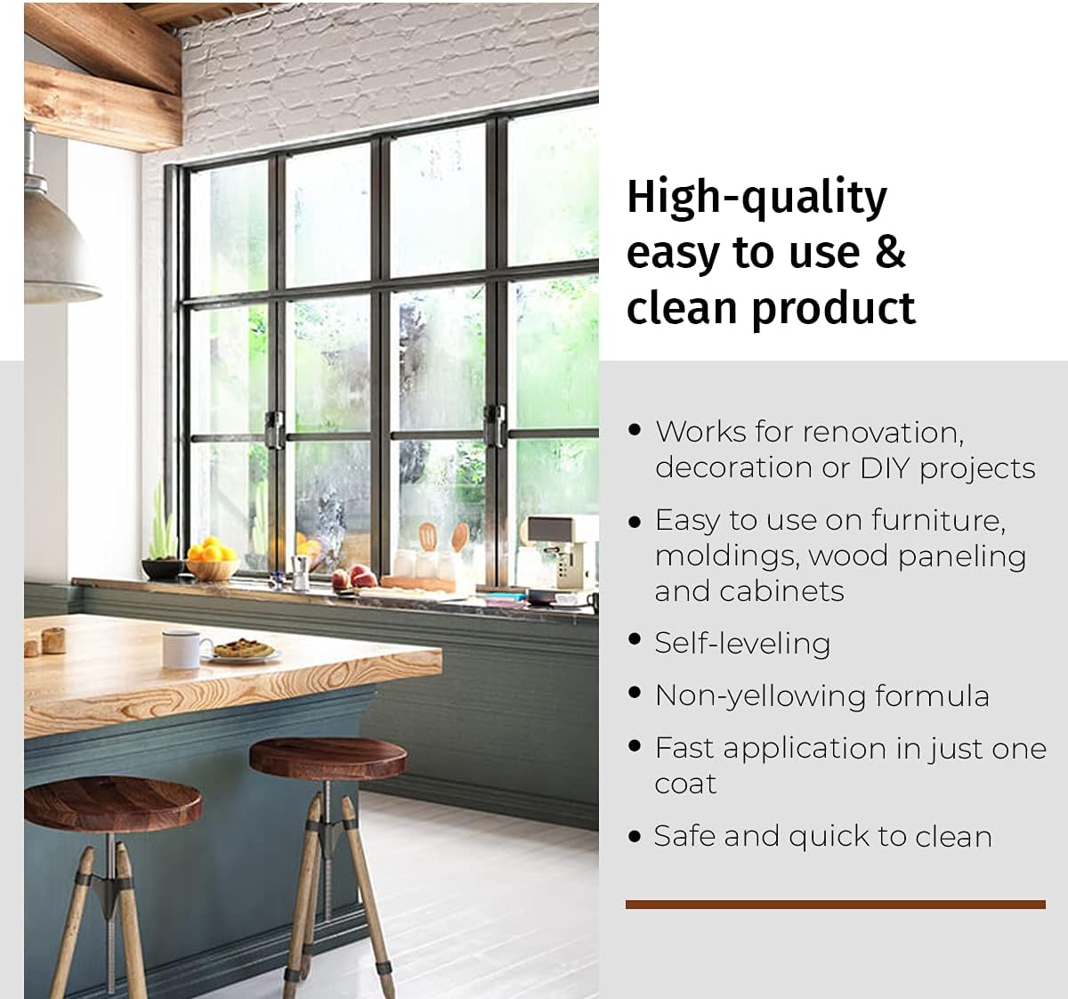 SamaN Interior Water Based Varnish with Aluminum Oxide – Crystal Clear Wood Finish – Semi-Gloss Finish – 160-051-1L – 1 Quart / 946 ml