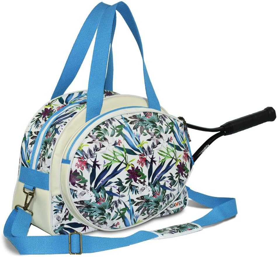 IDAWEN-DESIGNER WOMEN TENNIS BAG | FLORAL PRINT | LIMITED EDITION | MULTIPLE POCKETS INSIDE |SPECIAL POCKET WITH FOAM FOR YOUR TENNIS RACKET | TWO REGULAR RACKETS OR ONE OVERSIZE