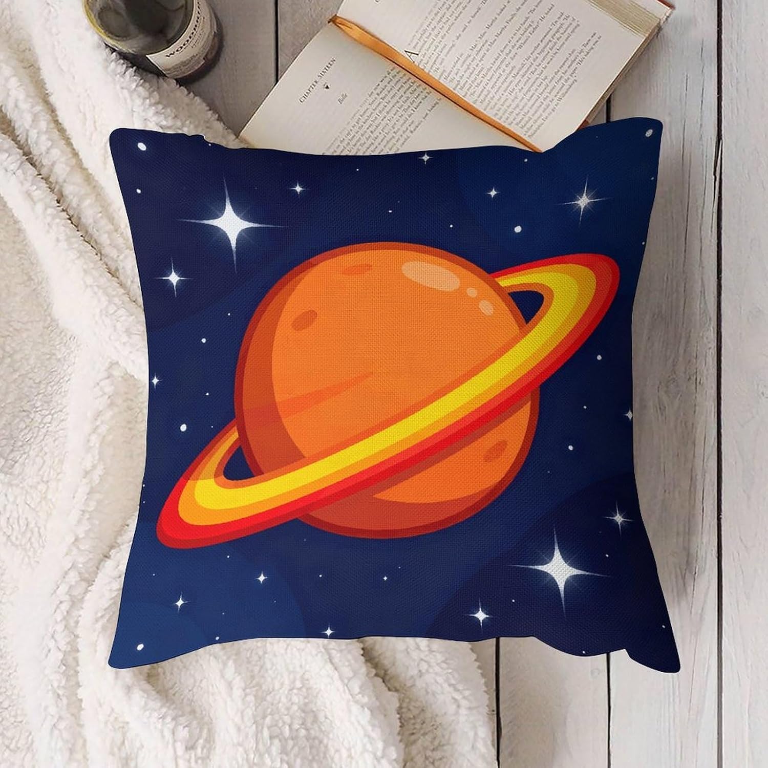 Planet Pillow Protectors Cute Waterproof Pillow Cover Soft Skin-Friendly Cushion Case Decorative Square Cushion Cover for Couch Sofa Bed Living Room Bedroom