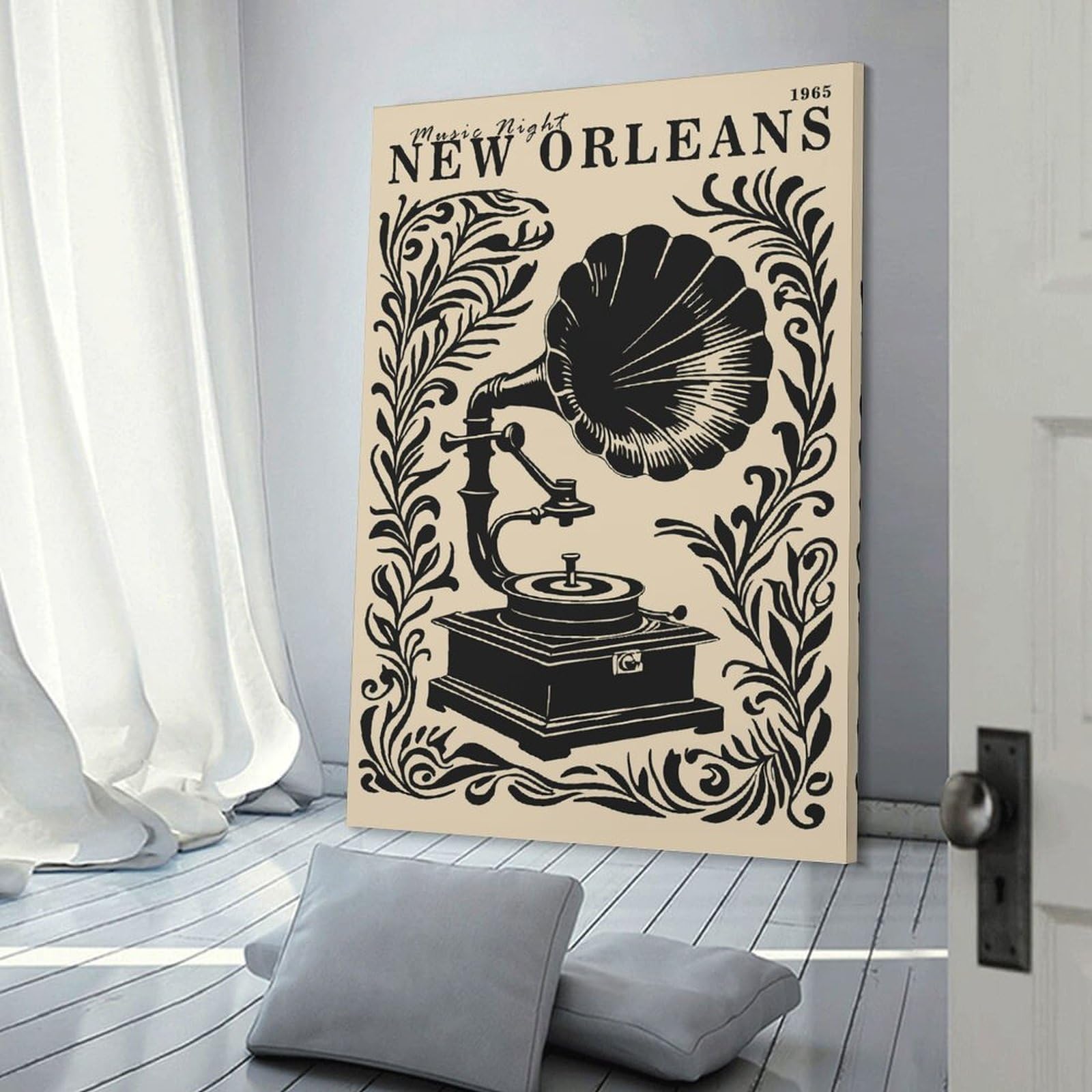 Junmoney Canvas Art Print New Orleans Music Night 1965, 20x30inch(50x75cm), for Small Homes, Bedrooms Or Open Spaces, A Simple Refresh for Blank Walls