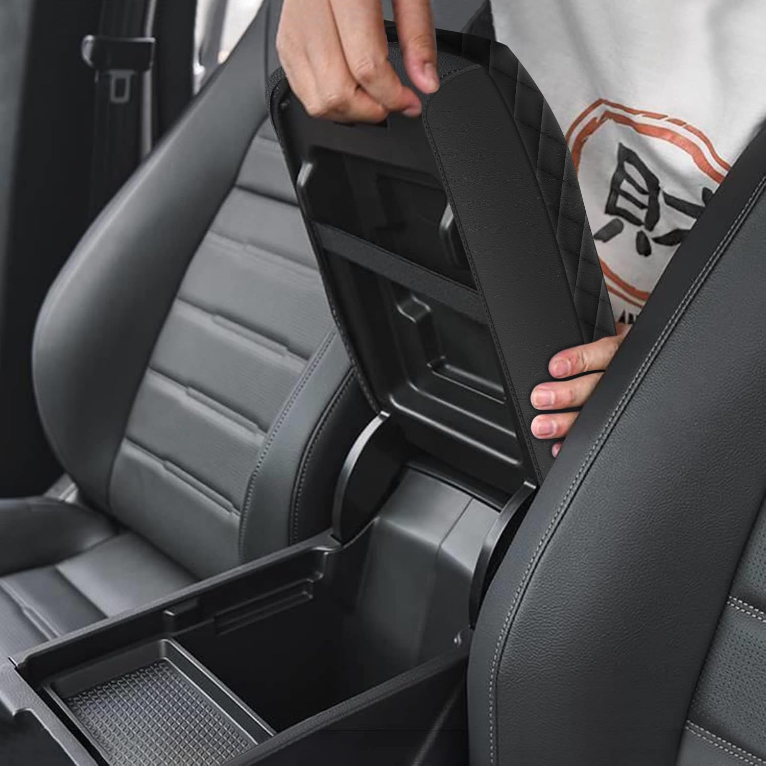AOMSAZTO Height Armrest for 2006-2011 Honda Civic Black Middle Leather