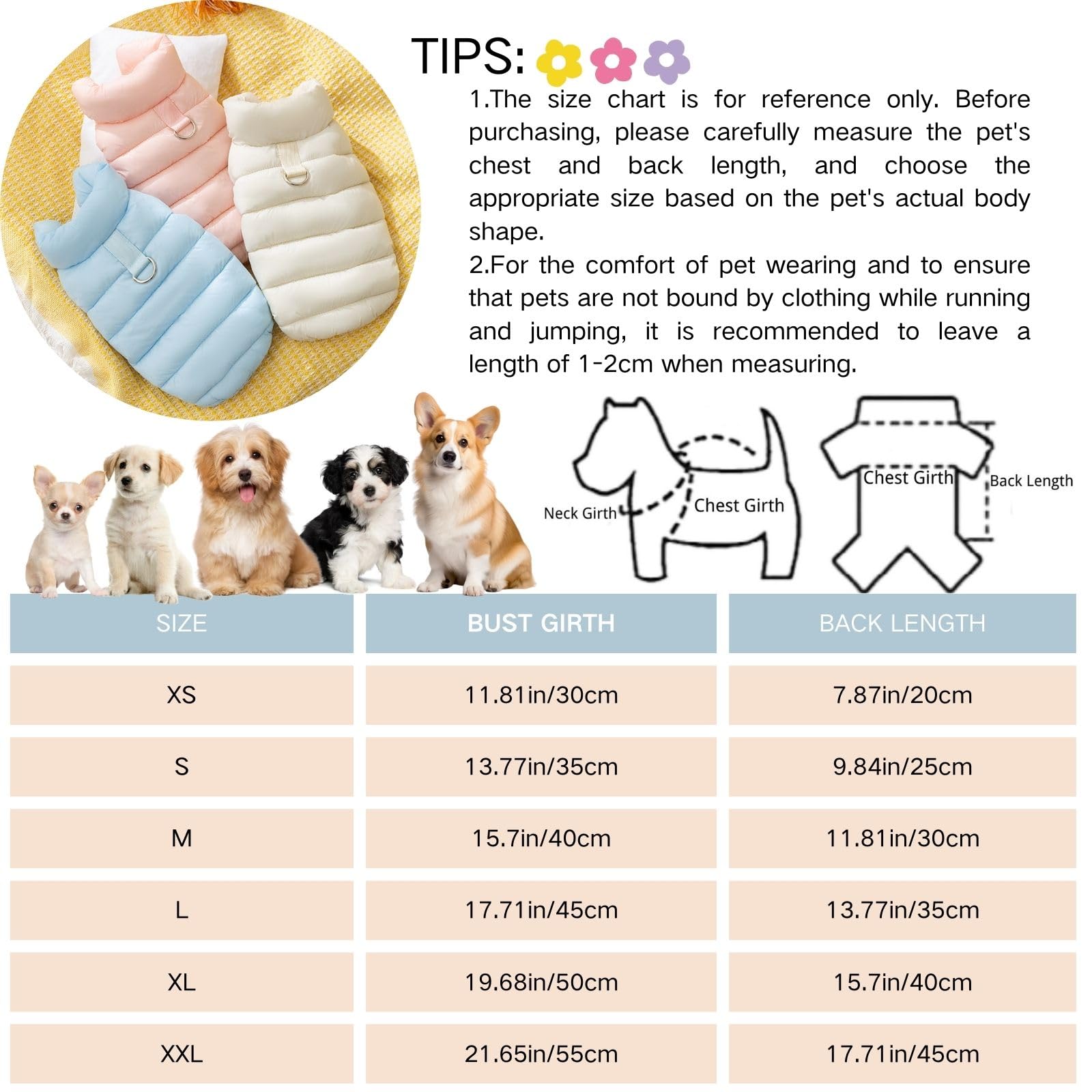 Dog Coat Soft Warm Winter Dog Vest Cute Puppy Coat Cold Weater Coat for Small Medium Dog