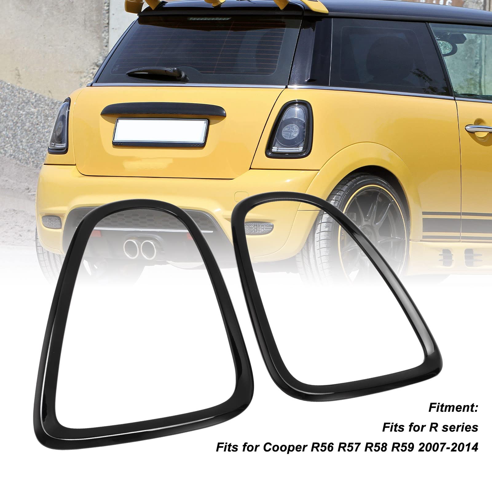 2 Pezzi di Rivestimento della Copertura della Luce Posteriore, Anelli del Telaio delle Luci Posteriori per R56 R57 R58 R59 2007-2014, Rivestimento della Cornice della Luce Posteriore Dell'auto (Nero