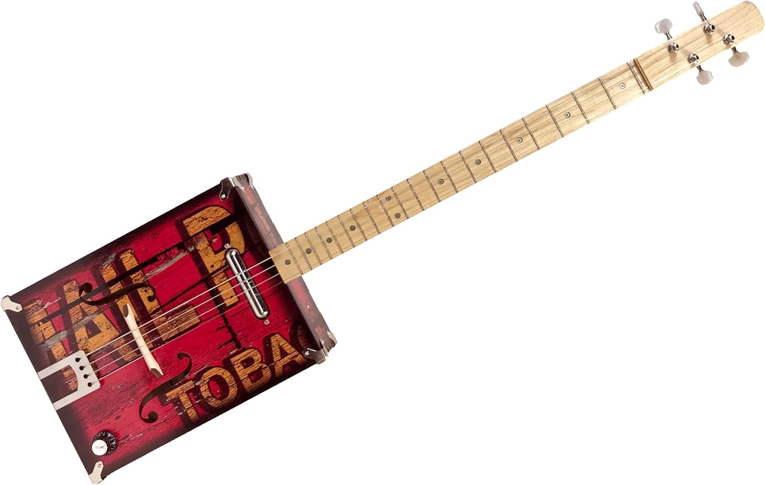 Custom-printed "Red Barn" Electric Cigar Box Guitar DIY Kit - Made in the USA (4-String)
