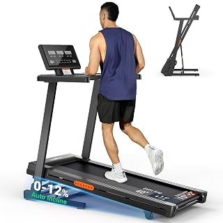 THERUN Treadmill with Incline, 3.0 HP Foldable Treadmills for Home, Brushless Motor Auto Incline Treadmill, 12 Level Adjustable, 300 LBS Capacity, Quiet Running - Amazon product rated Grade A