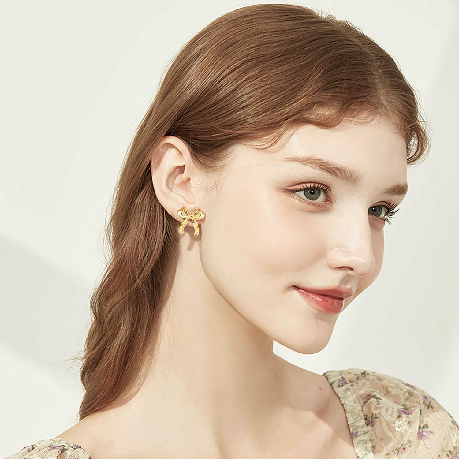 Gold Earrings for Women 14K Gold Studs Earrings for Women Stud Bow Earring for Womens Stud Sweet Bows Design with a Playful Twist Dainty Bow Studs Earring for Womens 21mm - Image 5