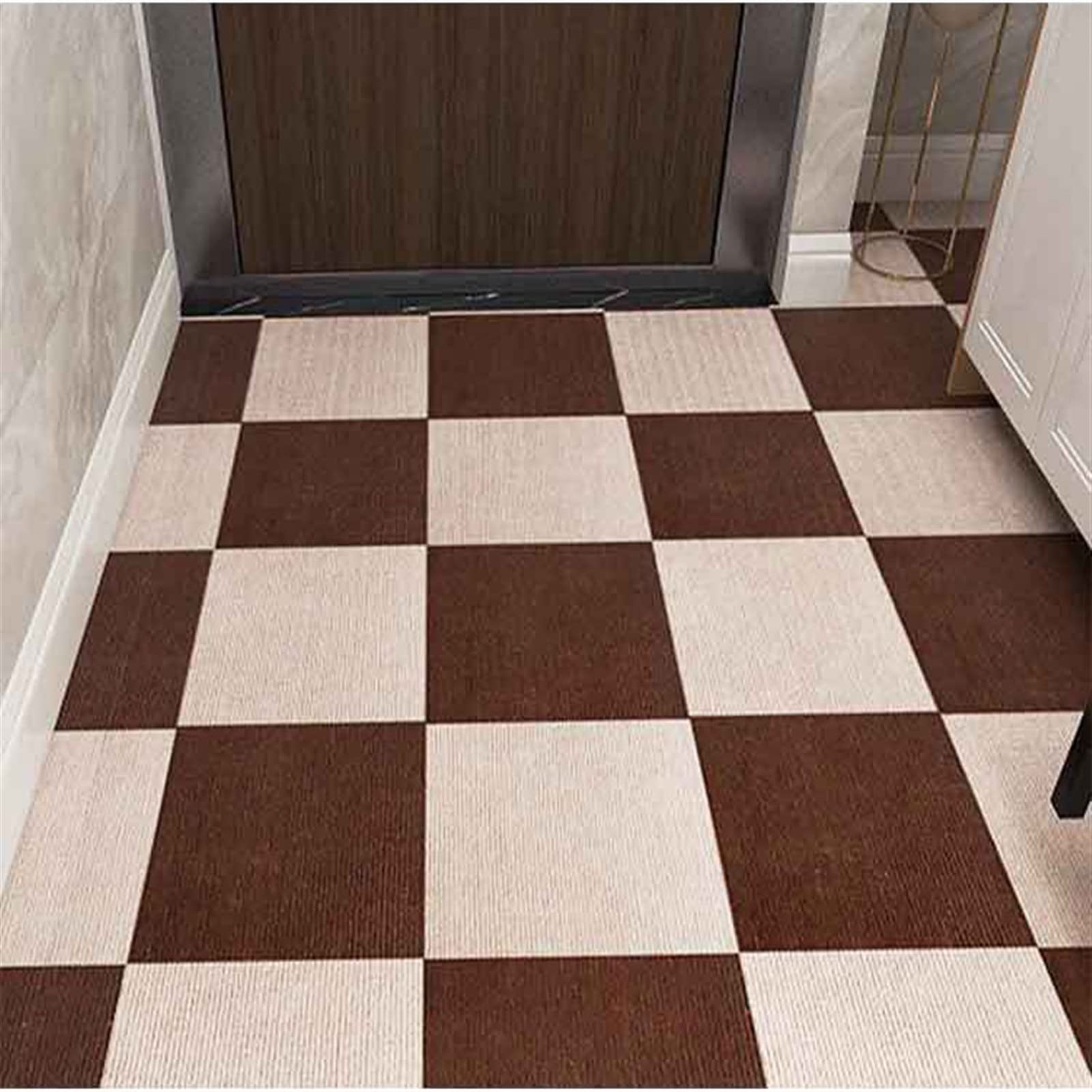 Melairya 20 Stück Selbstklebende Teppichbodenfliesen, weiche, rutschfeste Haustiermatte, 28 x 28 cm, waschbare Teppiche, Bodenschutz, Teppichquadrate for Zuhause (Dark Grey, Size : 28x28cm)