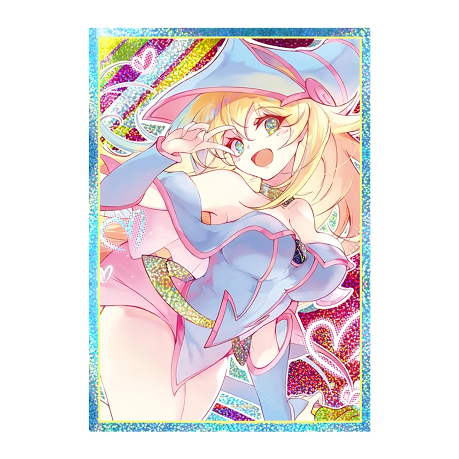 50 PCS Holographic Top Loading Trading Card Sleeves Protector for YGO, Japanese Size Anime Printing Card Sleeves 63 x 90 mm