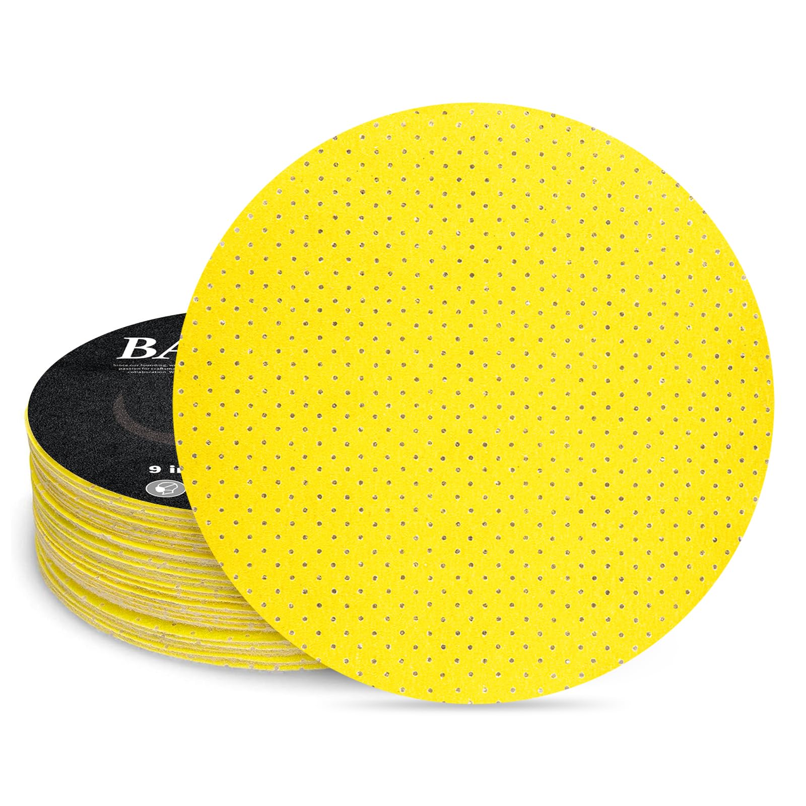 BAOSTC 100 Grit 9-Inch Perforated Hook-and-Loop Drywall Sanding Discs, Durable Aluminum Oxide Sanding Pads for Drywall Sanders – Improved Dust