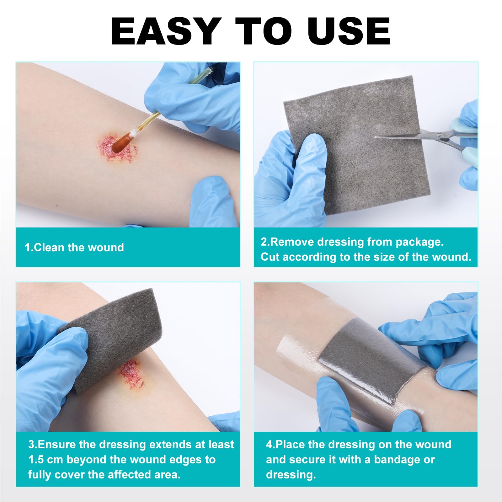 Ag Silver Calcium Alginate Wound Dressing 4" x 4", 15 Packs for Wound Care — Amazon image 7