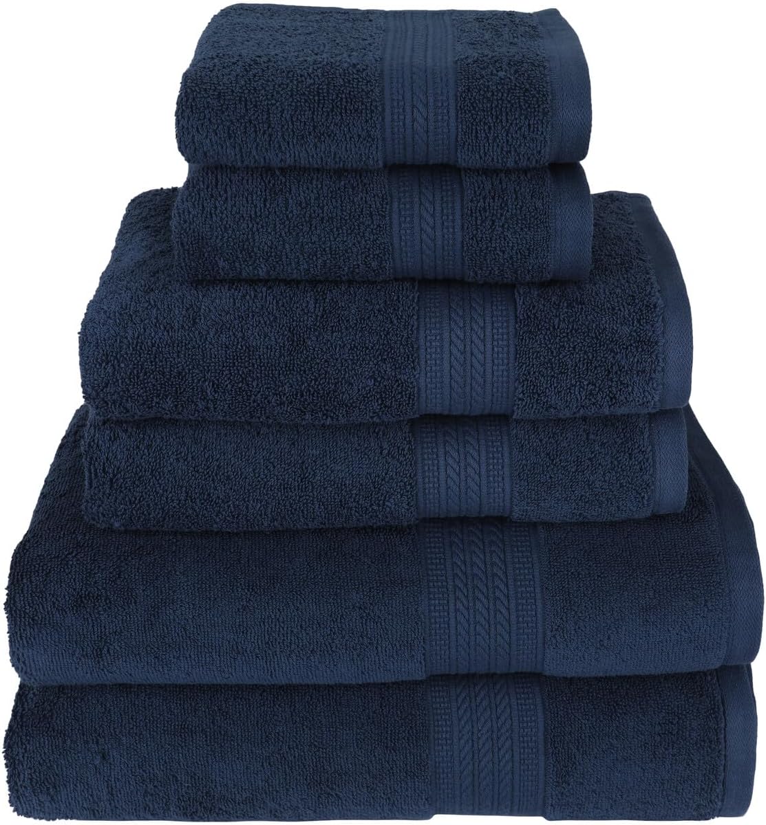 Kaufman - Luxury 100% Cotton Towels | 6 Piece Bath Towel Set | 2 Bath Towels (30 x 54), 2 Hand Towels (16 x 28), 2 Washcloths (13 x 13) | Soft, Absorbent Towels for Bathroom