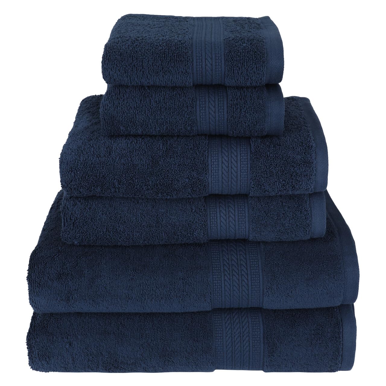 Kaufman Toallas de lujo 100% algodón, juego de 6 toallas de baño, 2 toallas de baño, 2 toallas de mano, 2 paños de baño, juego de toallas de baño suaves y absorbentes para baño