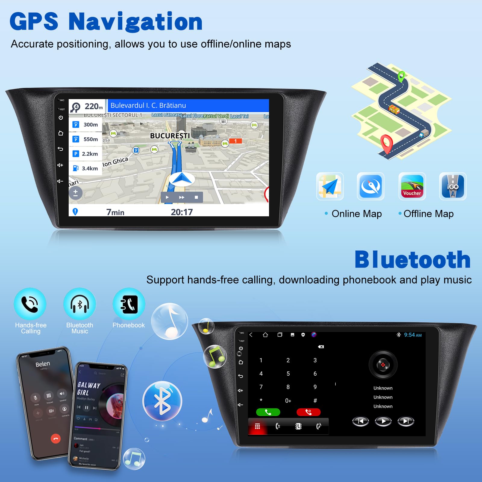 Autoradio pour IVECO Daily 2014-2021 avec sans Fil Carplay et Android Auto | [2G+64G] Android Écran Tactile HD de 9 pouces avec GPS/WiFi/Bluetooth/EQ/FM RDS