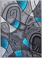 Vista 2 de Masada Rugs, Alfombra moderna y contemporánea, turquesa, gris y negro (5 pies x 7 pies)
