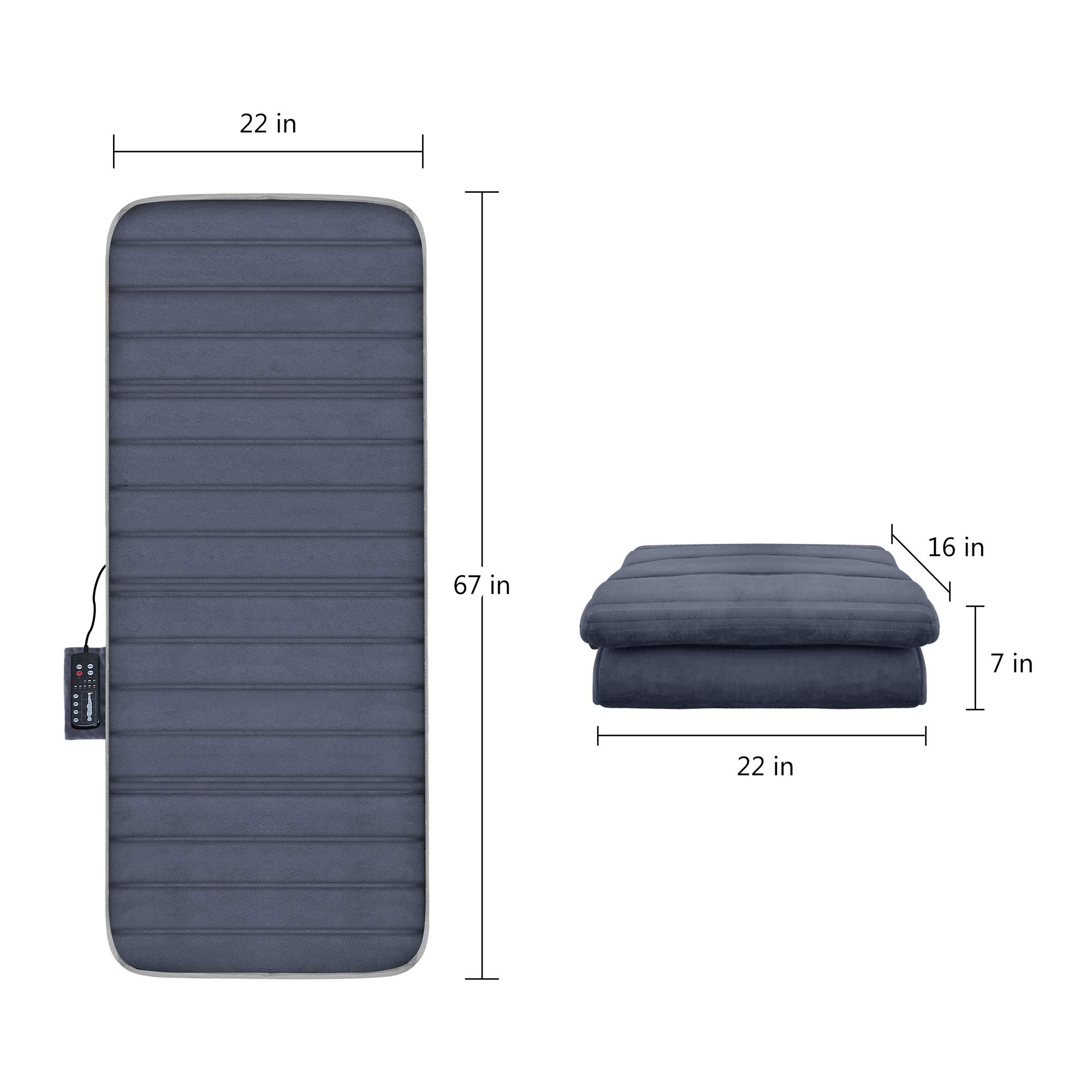 COMFIER Colchón de Masaje eléctrico con 10 Motores Vibrantes, Almohadilla Térmica de 2 Terapias con Apagado Automático, Almohadilla de Colchón de Masaje Calentado para el Alivio del Dolor de Espalda