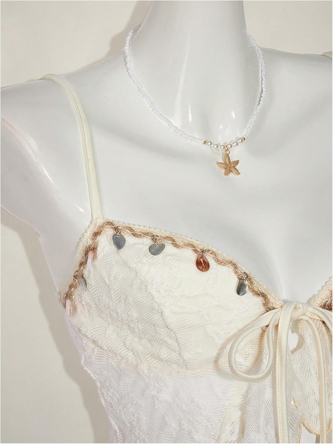 SHENHE Women's Summer Tie Up Open Front Ruffle Cami Sleeveless Beach Vacation Crop Tank Top - Image 4