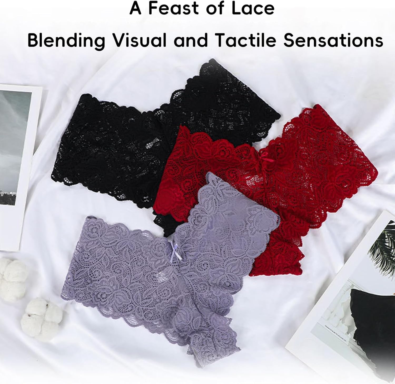 Sexy Underwear for Women Lace Panties V-Waist Shorts Breathable Cheeky Lingerie Lightweight Calzones para Mujer 6 Pack - Image 4