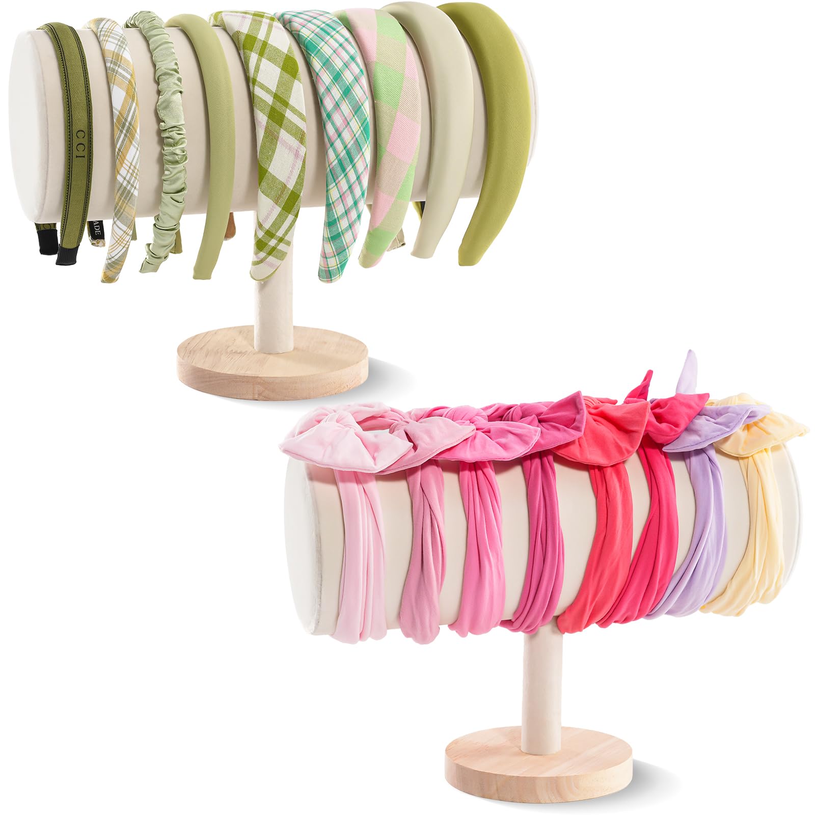 ProCase 2 Pezzi Porta Cerchietti Bambina, Organizer per Cerchietto Capelli Donna -Beige