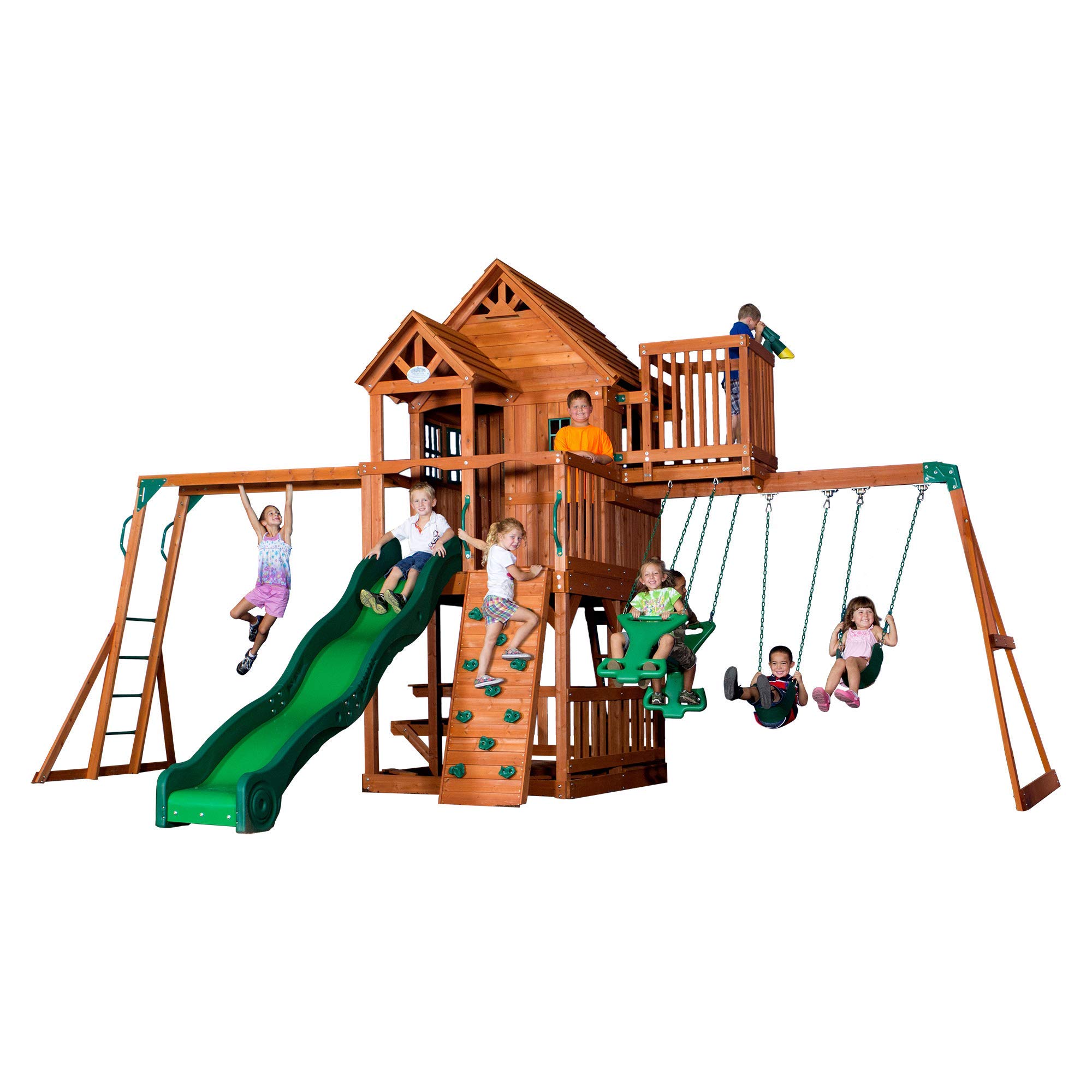 Amazon Com Backyard Discovery Skyfort Ii All Cedar Wood Swing Set Toys Games