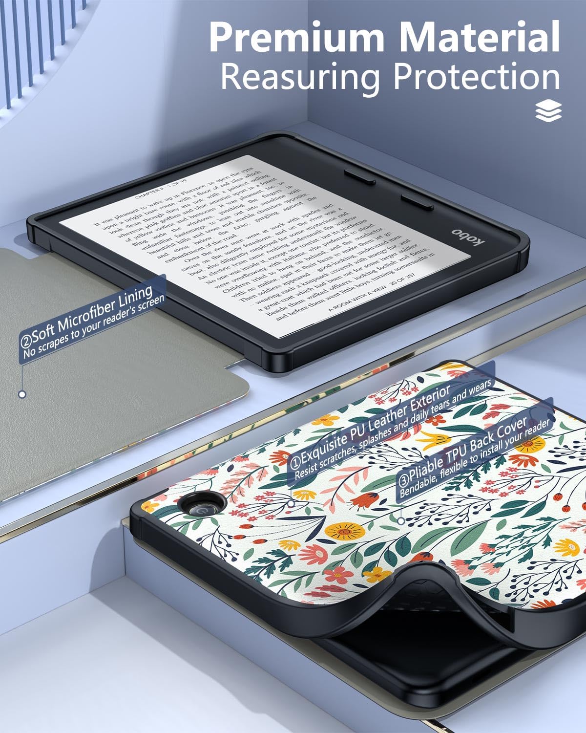 MoKo Case for Kobo Libra Colour 7" 2024 Release, Ultra Slim Lightweight with Auto Wake/Sleep Cover Folio Case for Kobo Libra Colour 7" 2024, Agave Green